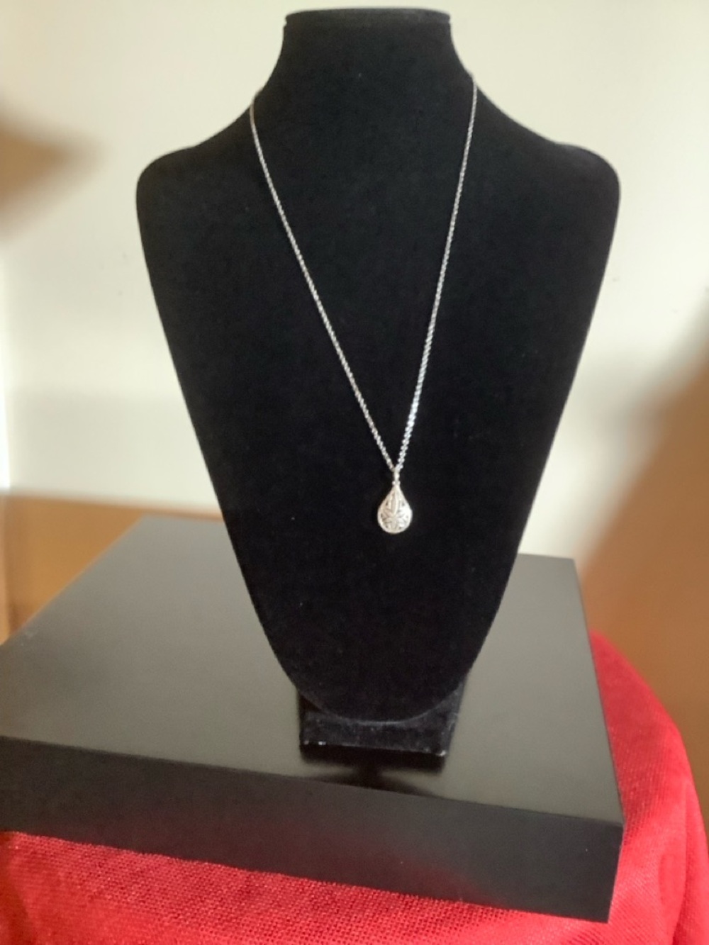 Ever True Diamonds in Platinum bond Tear Drop flower Pendant Necklace, 20 inches